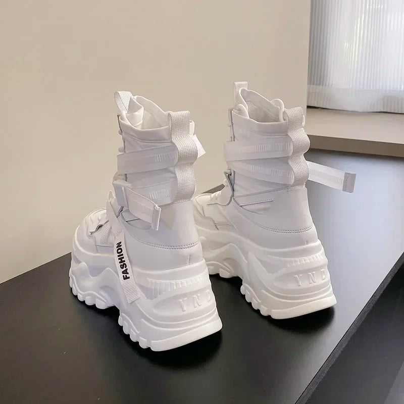 Nova plataforma tênis feminino cruz rendas até luz sapatos casuais designer de moda sapatos vulcanizados casuais marca senhoras botas curtas