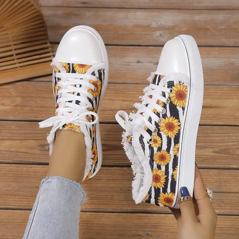 Crânio feminino morcego padrão sapatos vulcanizados sapatos planos moda rendas até tênis feminino casual respirável sapato de lona 2024