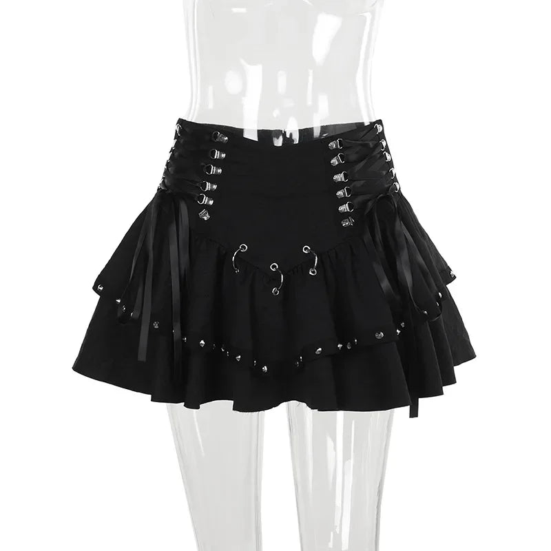 Mini Saia Punk Vintage com Rebites