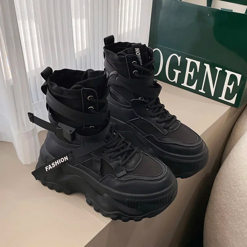 Nova plataforma tênis feminino cruz rendas até luz sapatos casuais designer de moda sapatos vulcanizados casuais marca senhoras botas curtas