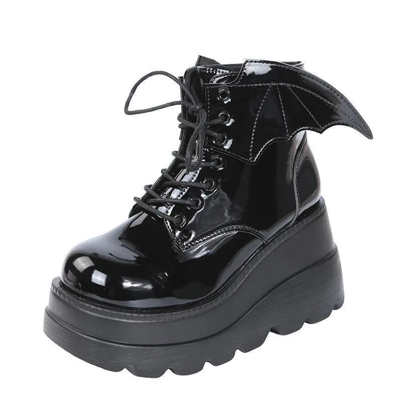 2025 marca punk botas femininas senhoras cosplay botas altas conforto longo tubo botas de couro plataforma cunhas sapatos femininos estilo gótico