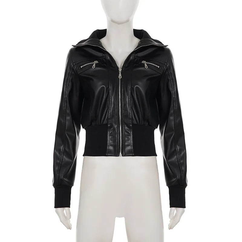 Altgoth americano vintage jaqueta de couro do plutônio feminino streetwear harajuku grunge emo alternativa grunge zíper casacos casuais feminino