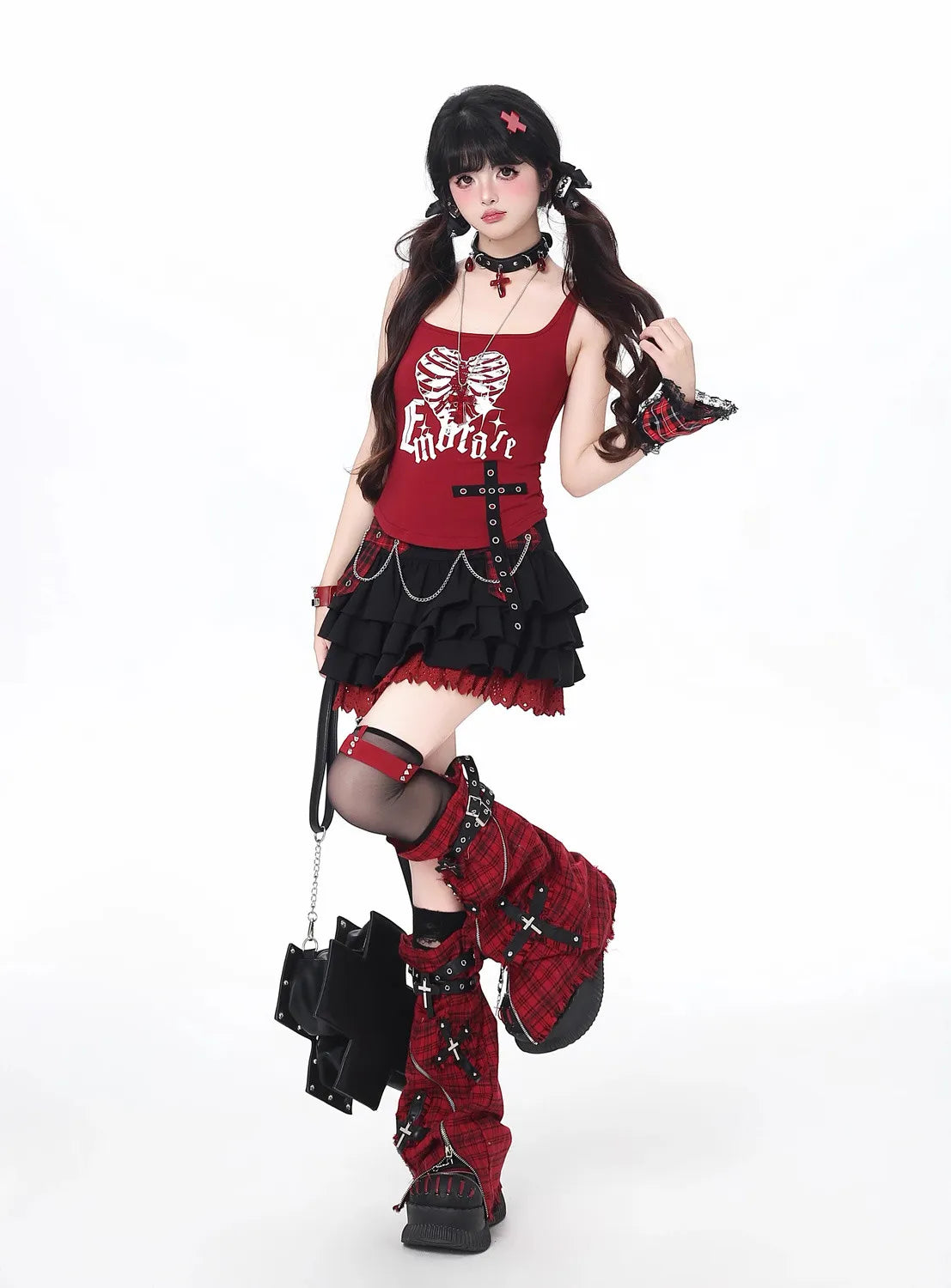Conjunto Punk Princess Gótico 3 Peças
