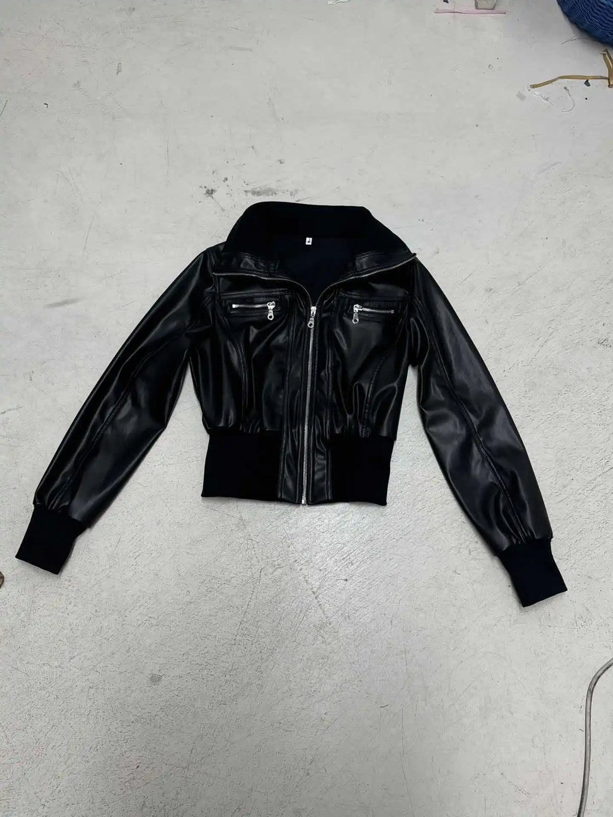 Altgoth americano vintage jaqueta de couro do plutônio feminino streetwear harajuku grunge emo alternativa grunge zíper casacos casuais feminino