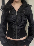 Altgoth americano vintage jaqueta de couro do plutônio feminino streetwear harajuku grunge emo alternativa grunge zíper casacos casuais feminino