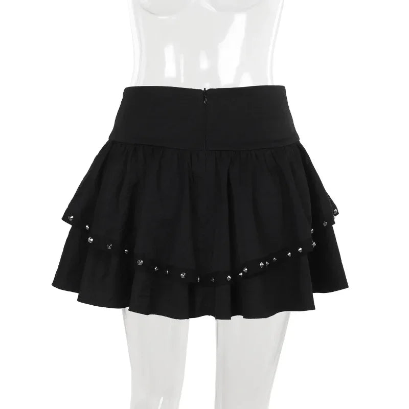 Mini Saia Punk Vintage com Rebites
