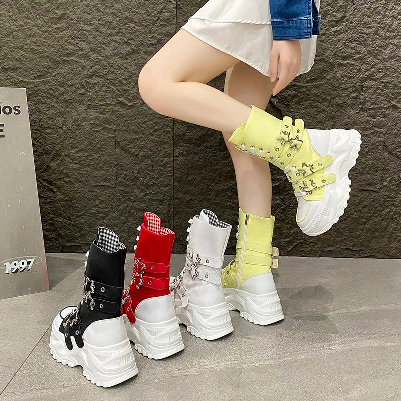 Bota Punk de Moto com Fivela Estrela