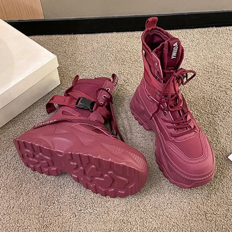 Nova plataforma tênis feminino cruz rendas até luz sapatos casuais designer de moda sapatos vulcanizados casuais marca senhoras botas curtas