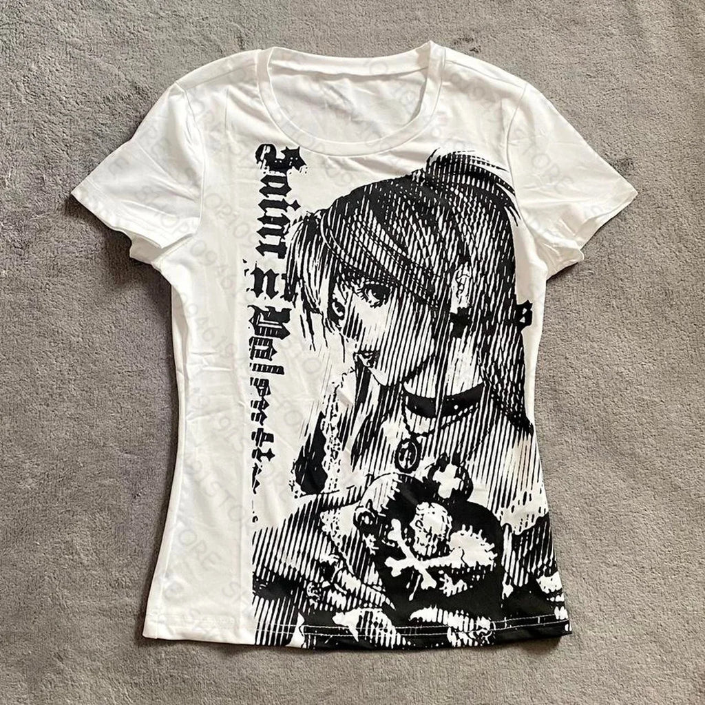 Camiseta Y2K Anime Streetwear com Estampa