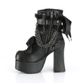 Estilo gótico corrente rendas até arco botas curtas femininas retro dedo do pé redondo salto quadrado plataforma grossa tornozelo botas punk senhoras sapatos de festa