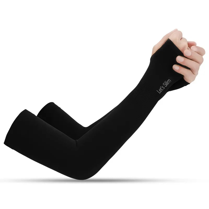 Capa de braço anti-uv para homens e mulheres, luvas sem dedos para ciclismo, verão, esporte, seda gelada, cachecol legal, seda elástica, capas de braço para dirigir