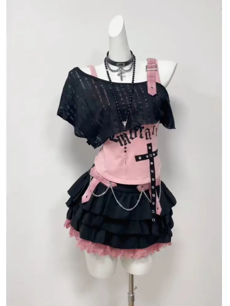 Conjunto Punk Princess Gótico 3 Peças