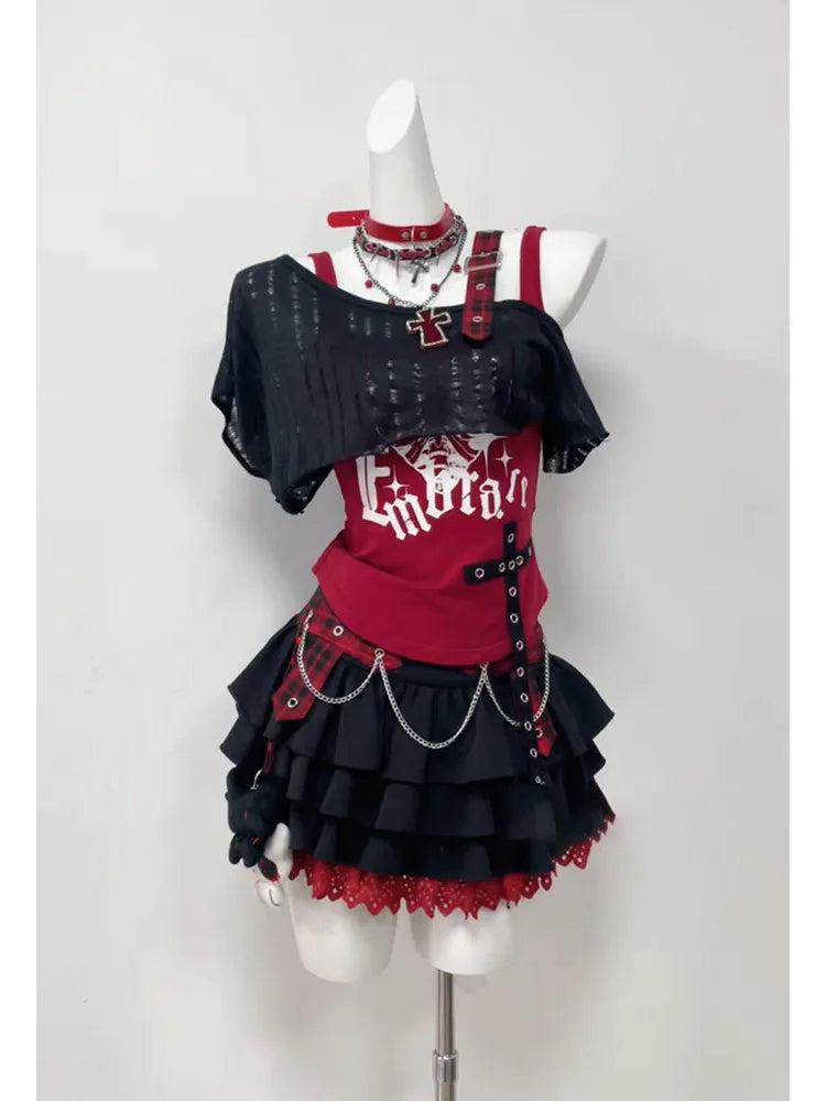 Conjunto Punk Princess Gótico 3 Peças