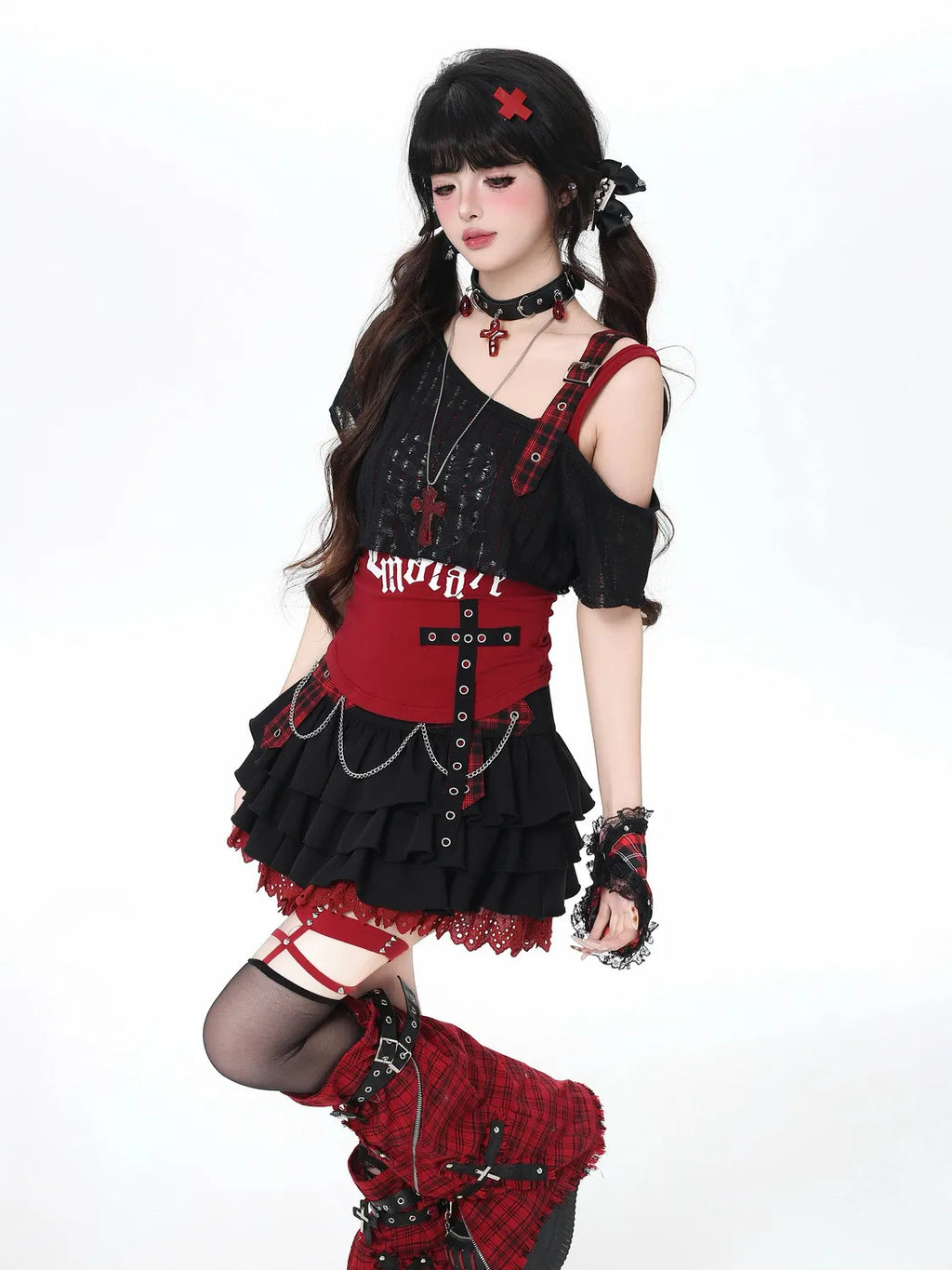 Conjunto Punk Princess Gótico 3 Peças