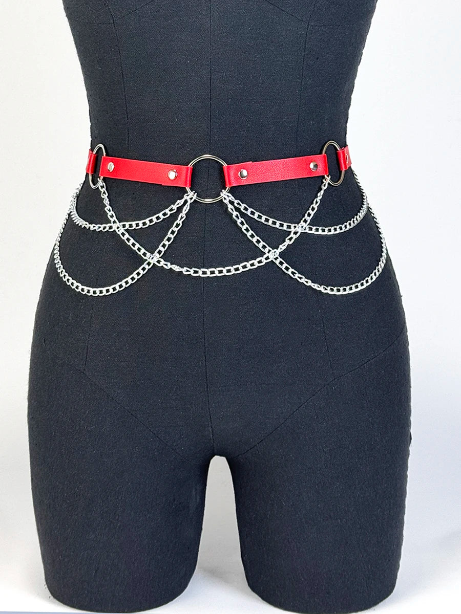    Mulheres sexy cinto de couro cintura corrente arnês moda cintura acessório lazer punk gótico roupas jóias cinto