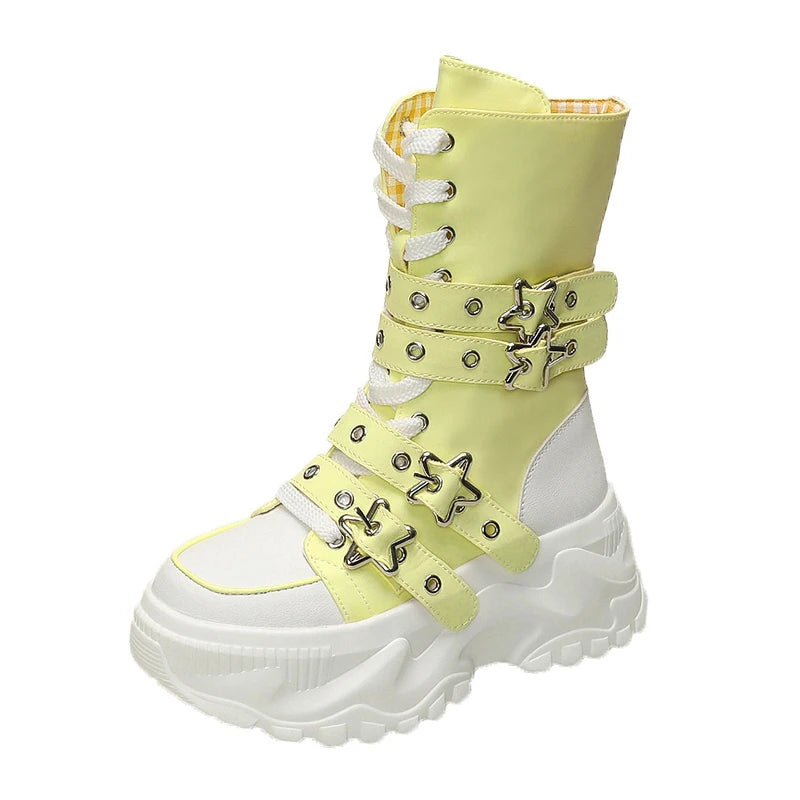 Bota Punk de Moto com Fivela Estrela
