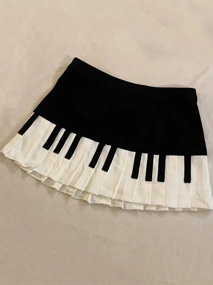 Y2k gótico punk preto branco saia curta feminina quente pintainho escuro bolinhas plissado bolo saia feminina doce chique lolita saias de renda