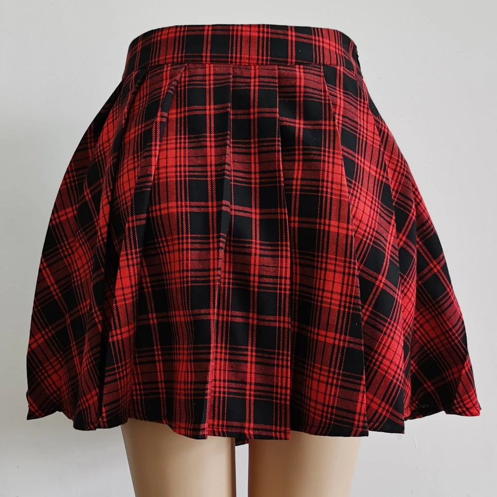 FICHOR-Mulheres Góticas Renda Ruffle Mini Saias, Harajuku, Fairy Grunge, Xadrez Rosa, Plissado, Japonês Lolita Streetwear, Mall Goth