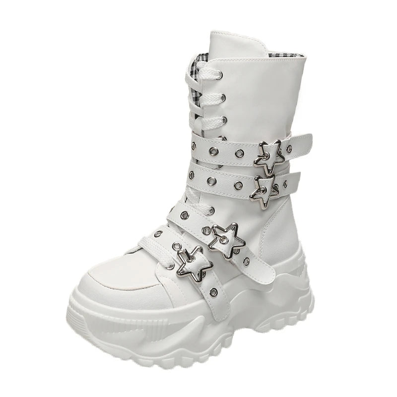 Bota Punk de Moto com Fivela Estrela