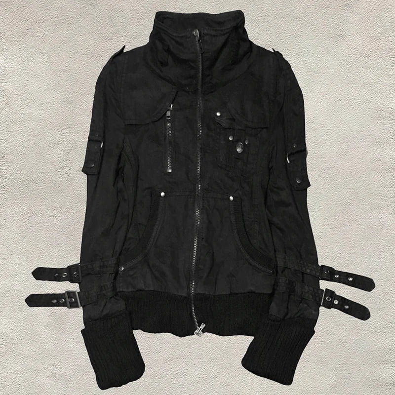 Goth hoodies y2k roupas 2000s vintage feminino punk zíper inverno com capuz coreano streetwear harajuku moletom menina doce com capuz