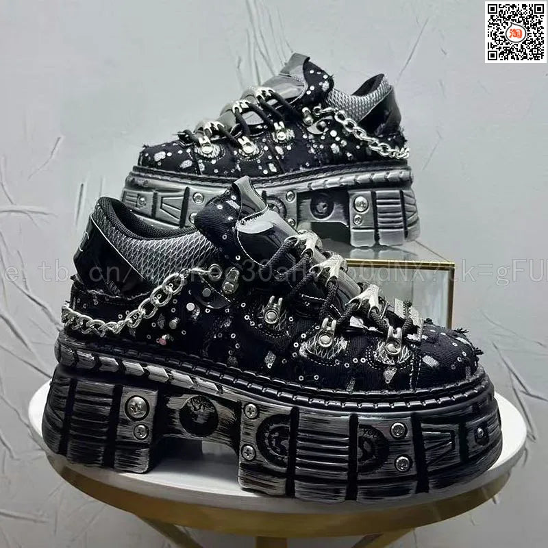 Novo Lançamento Verão 2026: Tênis Masculino Estilo Punk com Plataforma, Personalidade Niche, Moda Urbana Descolada, Modelo Dad Shoes