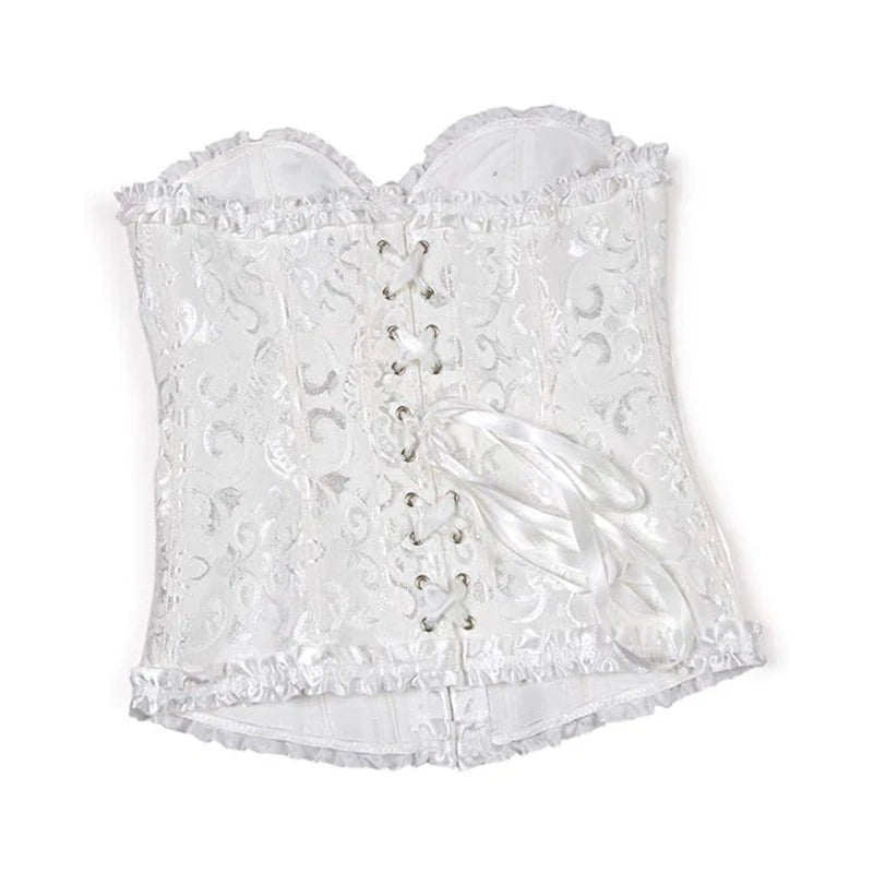 BurVogue Mulheres Lace Up Sexy Floral Desossado Espartilho Overbust Corpo Shaper BustierLingerie Bodyshaper Top Espartilhos Top