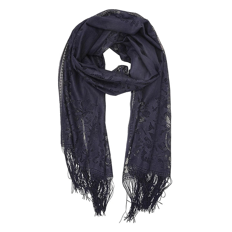 RUNMEI preto amarelo rosa cor floral lenço de renda borla franja xale envoltório flor lenço muçulmano hijabs cachecóis feminino senhoras