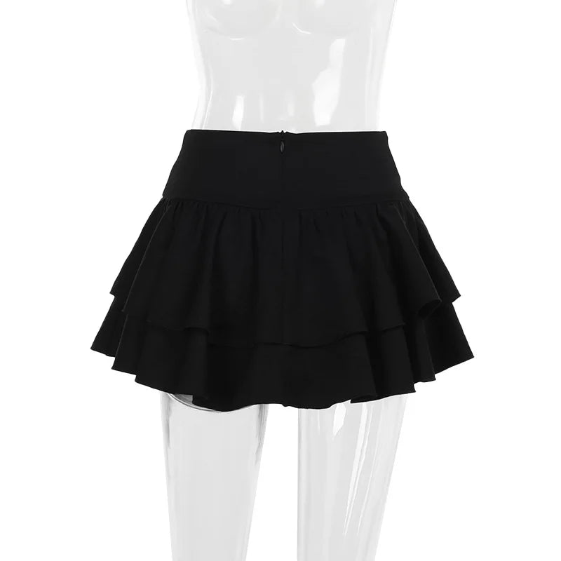 Gótico preto renda cruz mini saia y2k grunge punk cintura alta plissado a linha saias vintage feminino menina estética alt roupas