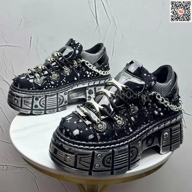 Novo Lançamento Verão 2026: Tênis Masculino Estilo Punk com Plataforma, Personalidade Niche, Moda Urbana Descolada, Modelo Dad Shoes