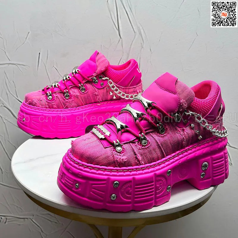 Novo Lançamento Verão 2026: Tênis Masculino Estilo Punk com Plataforma, Personalidade Niche, Moda Urbana Descolada, Modelo Dad Shoes