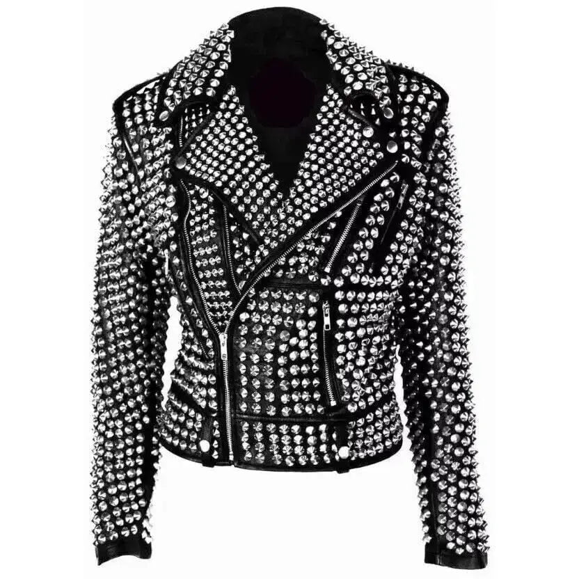Women’s Gothic Punk Studded Leather Jacket