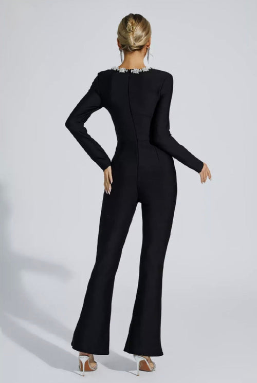 Black Jumpsuit | Bodysuit Jumpsuit |Embellished Jumpsuit | Summer Clothing